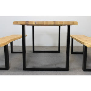 Baumkantetisch mit 2 Bänken Wildeiche 180x90 cm