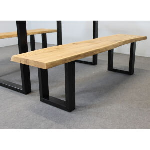 Baumkantetisch mit 2 Bänken Wildeiche 180x90 cm