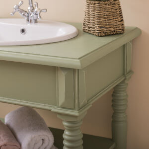 Grüner Waschtisch mit Spiegel für Gäste WC Shabby Chic