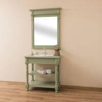 Grüner Waschtisch mit Spiegel für Gäste WC Shabby Chic