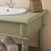 Grüner Waschtisch mit Spiegel für Gäste WC Shabby Chic
