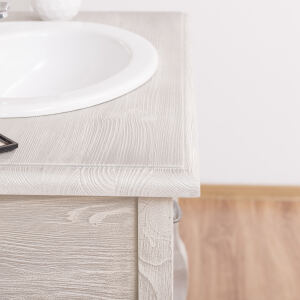 Vintage Waschtisch mit Spiegel Silber im Landhausstil