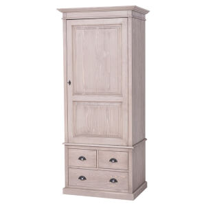 Schmaler Kleiderschrank mit 3 Schubladen Massivholz