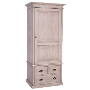 Schmaler Kleiderschrank mit 3 Schubladen Massivholz