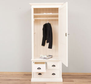 Schmaler Kleiderschrank mit 3 Schubladen Massivholz