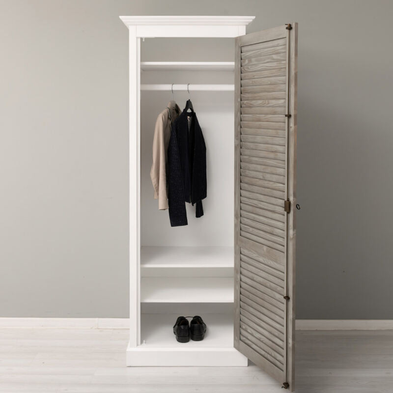 Schmaler Garderobenschrank mit Lamellentür - Onlineshop für massive Landhausmöbel
