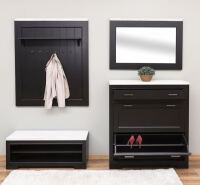 Massivholz Garderoben-Set Stockholm, schwarz (4-teilig)