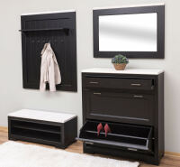 Massivholz Garderoben-Set Stockholm, schwarz (4-teilig)