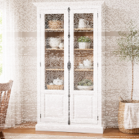 Wohnzimmer Vitrine Vintage weiß im Landhausstil
