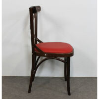 Brauner Holz Bistrostuhl mit Kunstleder rot