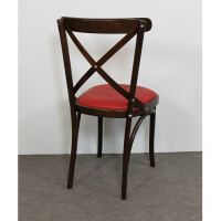 Brauner Holz Bistrostuhl mit Kunstleder rot