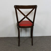 Brauner Holz Bistrostuhl mit Kunstleder rot