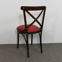 Brauner Holz Bistrostuhl mit Kunstleder rot