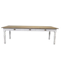 Massivholz Esstisch 250x100 weiß mit Eichenplatte