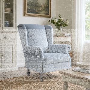 Ohrensessel mit Hocker im Landhausstil