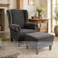 Ohrensessel mit Hocker im Landhausstil