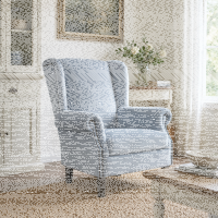 Ohrensessel mit Hocker im Landhausstil