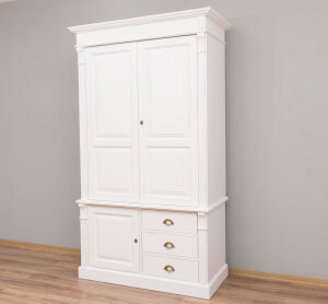 Shabby Chic Landhaus-Kleiderschrank altweiß