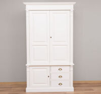 Shabby Chic Landhaus-Kleiderschrank altweiß