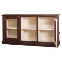 Landhausstil Sideboard mit Glastüren - Eichenplatte