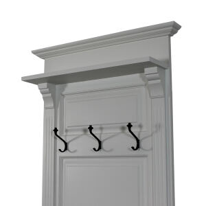 Weiße Landhaus Garderobe mit Sitzbank Massivholz