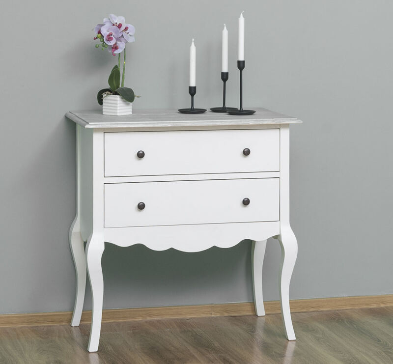 Kleiner Vintage Konsolentisch weiß im Landhausstil