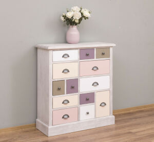 Vintage Apothekerschrank im Landhausstil rosa