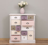 Vintage Apothekerschrank im Landhausstil rosa