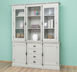 Landhaus Buffetschrank Grau Massivholz