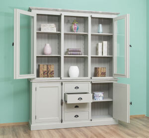 Landhaus Buffetschrank Grau Massivholz