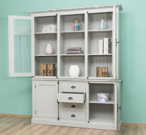 Landhaus Buffetschrank Grau Massivholz