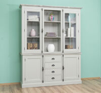 Landhaus Buffetschrank Grau Massivholz