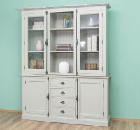 Landhaus Buffetschrank Grau Massivholz
