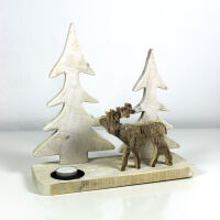Kerzenhalter Winterwald mit Rentier