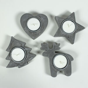 Winter Teelichthalter aus Beton - 4er Set
