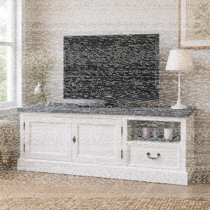 Weißes TV-Lowboard im Landhausstil Holz