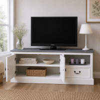 Weißes TV-Lowboard im Landhausstil Holz