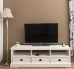 Massive TV Bank weiß im Landhausstil 180 cm