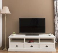 Massive TV Bank weiß im Landhausstil 180 cm