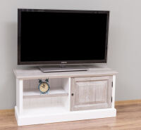 Massivholz TV-Lowboard weiÃŸ, Eiche - 120 cm
