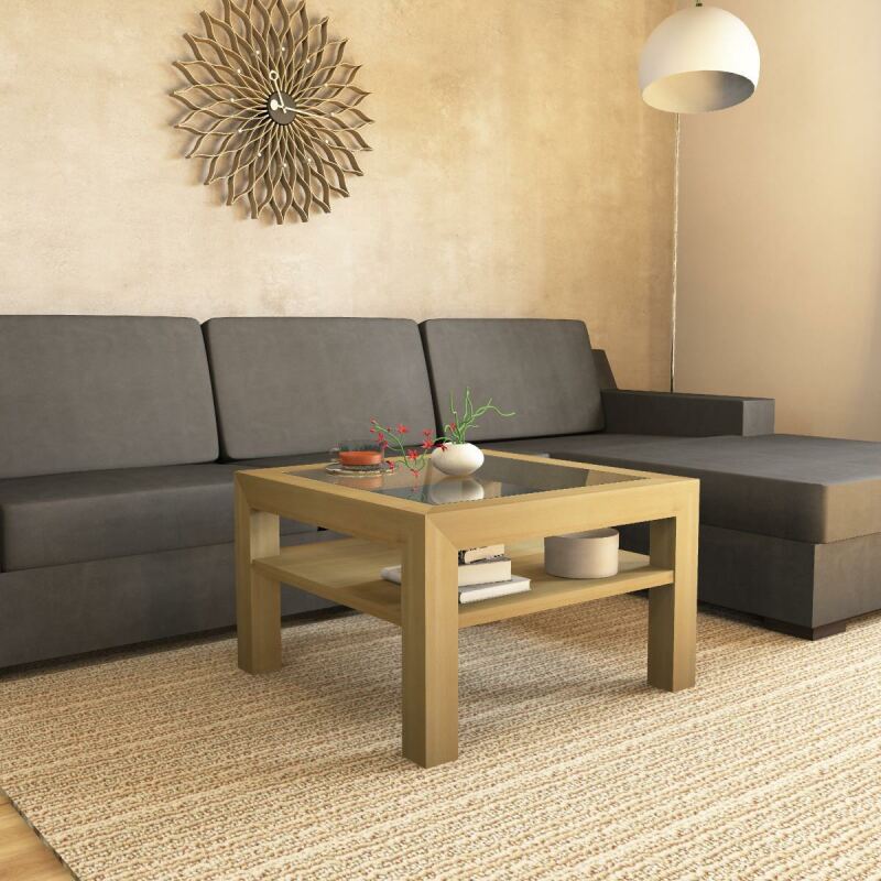 Quadratischer Massivholz Couchtisch mit Glasplatte - 70x70cm - Onlineshop für massive Landhausmöbel