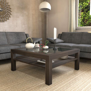 Großer Quadratischer Couchtisch mit Glasplatte - 100x100cm
