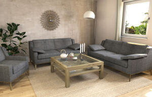 Großer Quadratischer Couchtisch mit Glasplatte - 100x100cm