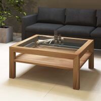Großer Quadratischer Couchtisch mit Glasplatte - 100x100cm