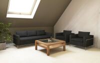 Großer Quadratischer Couchtisch mit Glasplatte - 100x100cm