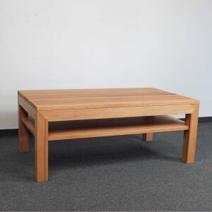 Großer Massivholz Couchtisch mit Ablage - 120x70cm
