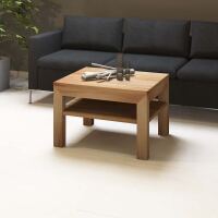 Quadratischer Massivholz Couchtisch mit Ablage - 70x70cm