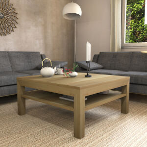 Großer Quadratischer Couchtisch mit Ablage - 100x100cm