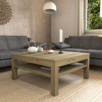 Großer Quadratischer Couchtisch mit Ablage - 100x100cm