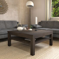Großer Quadratischer Couchtisch mit Ablage - 100x100cm